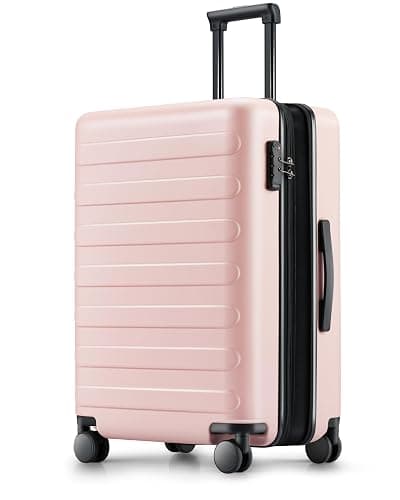 NINETYGO Medium Checked Luggage 24 Inch, Checking In Luggage with Smooth Spinner Wheels, Expandable, Hard Shell PC Suitcase, Lightweight Travel Luggage, TSA Approved (Pink, Rhine Max) - Image 1