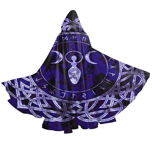YETTA YANG Halloween Hooded Robe Cloak for Adult Men Women Christmas Hoodies Cape Cosplay Cosplay Costumes - One Size - Wicca Pagan Wiccan Goddess1 - Image 1