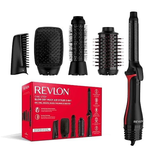 REVLON- 5-EN-1 One-Step Styler multi-usages (têtes amovibles, boucleur, sèche-cheveux, brosse volumisante, brosse coiffante et concentrateur) RVDR5370 - Image 1