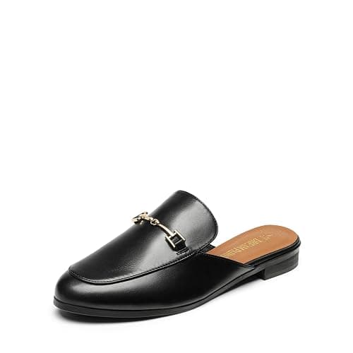 DREAM PAIRS Mules for Women Flats Comfortable Buckle Mules Slip on Slides Backless Loafers Shoes - 10 - Black-pu - Image 1