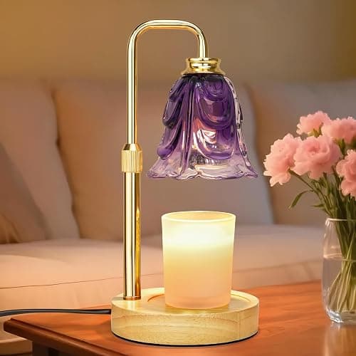XJZJY Candle Warmer Lamp with Timer Dimmer, Adjustable Height Purple Candle Wax Warmer, Christmas Birthday Gift for Mom Women, House Warming Gifts for New Home Bedroom Decor,Gradient Purple - Image 1