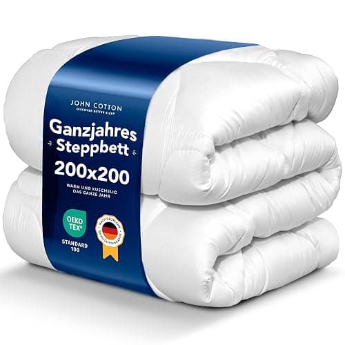 John Cotton New Way Bettdecke 200x200cm - Innovativ & Atmungsaktive Steppdecke für Allergiker | Oeko-Test Zert. Bettdecken | Ideal Schlafdecke für Frühling & Herbst | Microfaser Decke 200 x 200 cm - Image 1