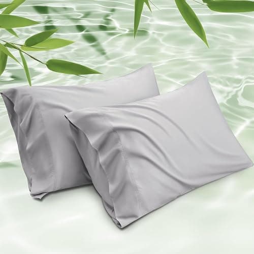 Bedsure Cooling Pillow Cases Standard Size 2, Rayon Derived from Bamboo Cooling Pillowcase for Hot Sleepers, Cool Pillow Covers with Envelope Closure for Women, Men, Kids, Light Grey, 20x26 Inches - Standard (20" x 26") - 05 - Light Grey - 2 - Image 1