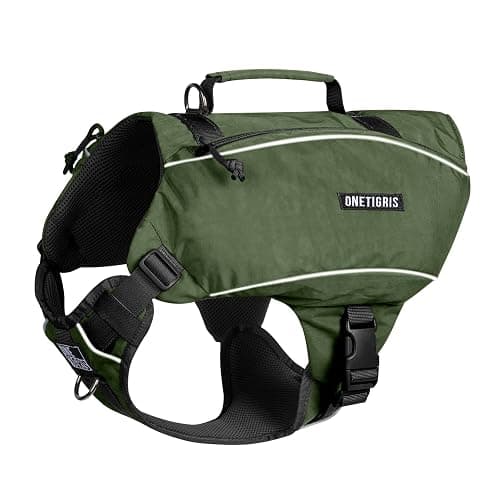 ONETIGRIS Y-Shaped Dog Backpack with Handle, Pockets & No Pull D-Rings, Lightweight Hiking Gear for Dogs Hunting Camping Travel (Large, Green) - Image 1