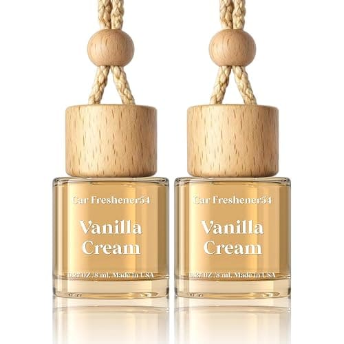 HoogaLife Car Air Freshener Diffuser 2 Pack Hanging Air Freshener Diffuser - Vanilla Cream Fragrance Oil Air D iffuser for Car, 45+ days Long Lasting Fragrance Made in USA C ar Air Fresheners - Image 1