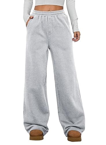 Aleumdr Womens Wide Legs Sweatpants Fleece Lined High Waisted Baggy Pants 2025 Trendy Casual Athletic Joggers with Pockets - Image 1