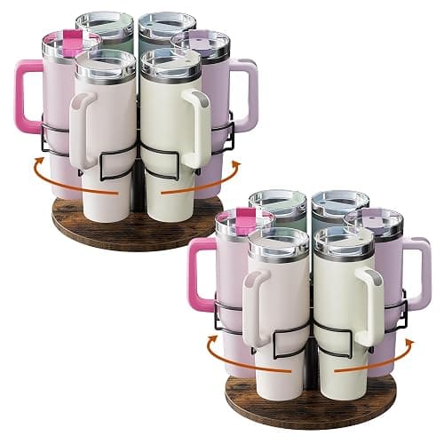 Kssiaz 2 Pack Water Bottle Organizer for Stanley 40 oz, Rotating Stanley Cup Organizer Holder, Tumbler Organizer Holder, Stanley Cup Accessories, Easy to Install, Vintage Brown(Patented Product) - Image 1