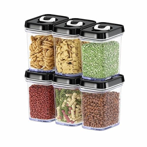 DWËLLZA KITCHEN Airtight Food Storage Containers with Lids – 6 Piece Set Air Tight Kitchen Storage Containers for Pantry Organization and Storage - Clear Plastic BPA-Free - Keeps Food Fresh & Dry - Image 1