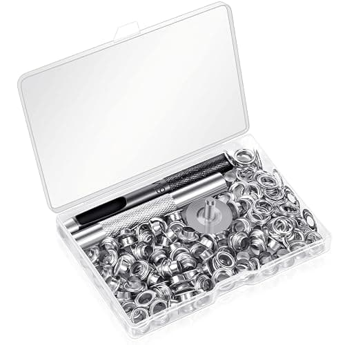 120 Sets Grommet Tool Kit 1/4 Inch, Cridoz 1/4 Grommet Eyelets Kit with Setting Tools and Storage Box for Fabric, Tarps, Curtains - Image 1