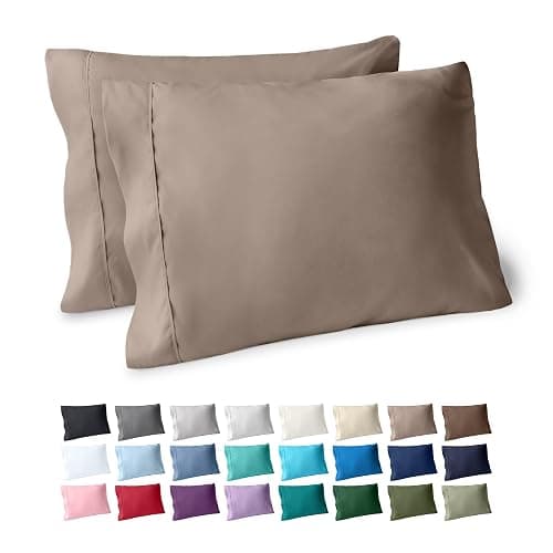 Bare Home Microfiber Pillow Cases - Standard/Queen Size Set of 2 - Cooling Pillowcases - Double Brushed - Taupe Pillowcases 2 Pack - Easy Care (Standard Pillowcase Set of 2, Taupe) - Image 1