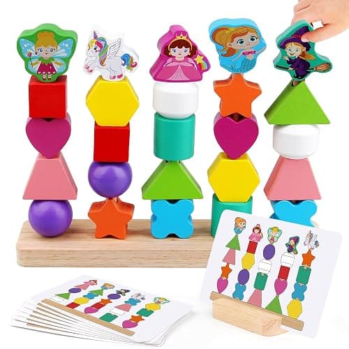 Vinlon Montessori Toys for Boys Girls 2 3 4 Years Old -Princess Unicorn Fairy Mermaid Shapes Sorting & Stacking Vivid Colors, Early Learning Educational Toys for Halloween Thanks Giving - Image 1
