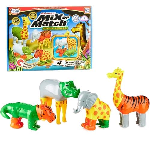 POPULAR PLAYTHINGS Magnetic Animals for Toddlers 1-3, Mix or Match Animal Toys, Set of 4 Gift for Kids - Jungle Animals - Image 1