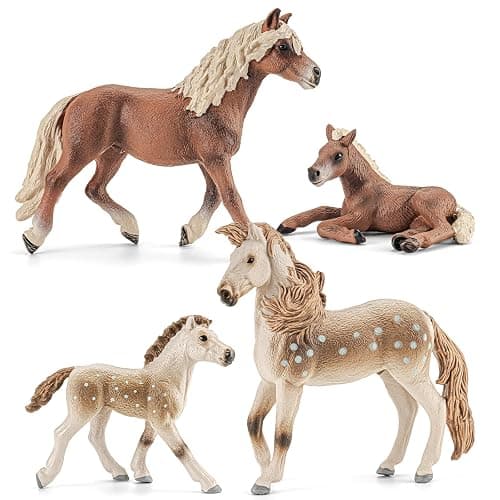 Totsmile 4PCS 6" Horse Toys Family-Farm Animal Figurines for Kids 3+, Solid Plastic Farm Animals Horses Toy Playset,Educational Animal Family Set – Cake Toppers Party Favors Horse Gifts for Boys Girls - Image 1