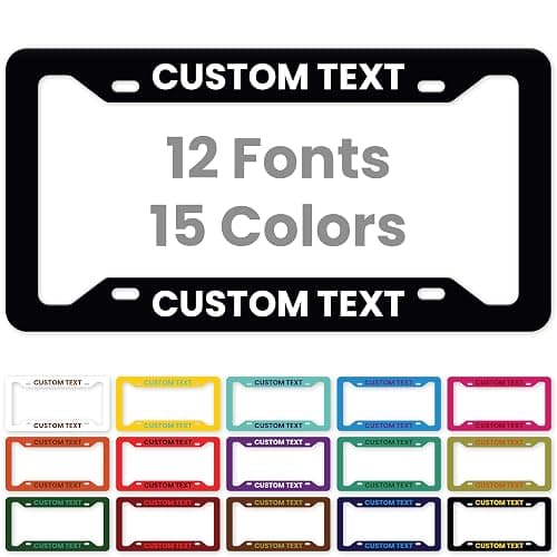 Custom License Plate Frame, Personalized Text License Plate Holders Metal for Front Car Colors Tag, 6.5 x 12.5 Inch, Weather Resistant, Made in USA My Sign Center - Image 1