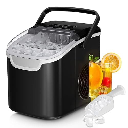Countertop Ice Maker Machine, 8 Ice Cubes in 6 mins, 26lb/Day Ice with 2 Sizes- Portable Mini, Energy Saving & Basket/Scoop for Home/Party/Travel/Camping/Bar,Black - Image 1