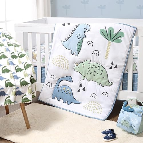 Peanutshell Blue Dino Crib Bedding Set