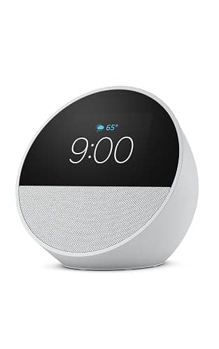 Amazon Echo Spot (newest model), Great for nightstands, offices and kitchens, Smart alarm clock with Alexa, Glacier White - Image 1
