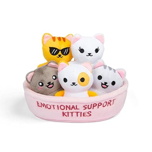 WHAT DO YOU MEME? Emotional Support Kitties by Relatable, Cuddly Stuffed Animals and Toys, Squishy Toys and Plushies, Great Ideas for Loved Ones of All Ages, Includes 5 Plushies with Carrying Basket - Image 1
