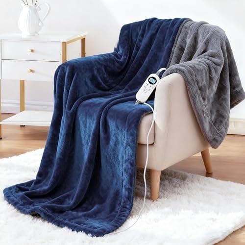 Electric Heated Blanket Throw 50" x 60" Soft Dual-Sided Flannel Fast Heating 12 Heat Levels 1–12H Timer & Overheat Protection & Auto Shut-Off & ETL FCC & Machine Washable (Single 50''x60'') - Image 1