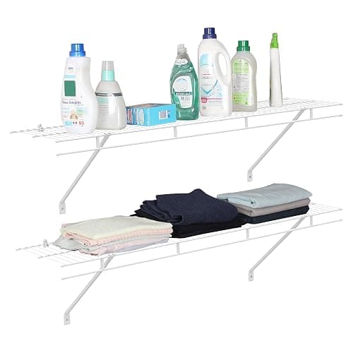 HAUSHOF Closet Shelves Wall Mounted 2-Pack, 4 ft x 12in White Wire Shelving for Laundry Room, Closet, Basement Organization and Storage - Image 1