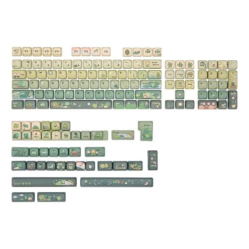 KiiBoom X Cosydiaries Rainy Froggy Day Keycap Set, 144 Keycaps, PBT Custom Keycaps for Mechanical Keyboard, Compatible with ANSI/ISO, 60%, 65%, 75%, TKL, Full-Sized Layout (MOA Profile) - Image 1