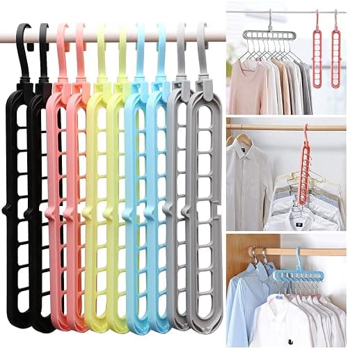 HEYHOUSE Closet Organizers and Storage,College Dorm Room Essentials,Pack of 10 Multifunctional Organizer Magic Space Saving Hangers with 9 Holes Storage Organization for Wardrobe Closet - Image 1