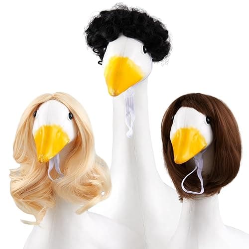 Dansydaisy 3 Pcs Easter Porch Goose Wigs, Porch Goose Outfit Suitable for 17 Inch and 23 Inch Statue, Cute Outdoor Statue Accessories, Patio Yard Goosey Wig for Lawn Garden Easter Decoration(Shocking) - Image 1