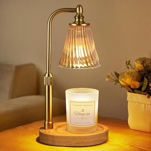 Amber Candle Warmer Lamp with Timer Dimmable,Birthday Gifts for Women Mom,Adjustable Height Wax Melt Warmer for Jar Candles,House Warming Gifts New Home,Ideal for Office,Dorm,Bedroom Home Decor - Image 1