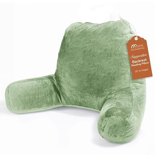 Sasttie Reading Pillow for Sitting in Bed Adult, Back Pillow for Bed Sitting Up, Backrest Back Support Chair Pillow, College Dorm Essentials for Girls and Boys, Sage Green Standard - Image 1
