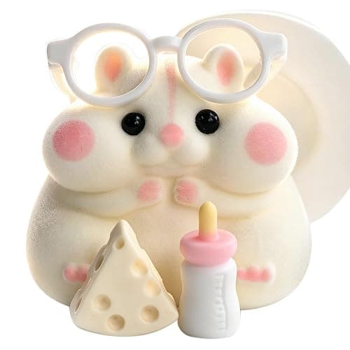 Handmade Taba Squishy Hamster Toy, Cute Squishy Hamster Fidget Toy, Realistic Hamster Toy, Soft Silicone Mochi Furry Toy, Stress Relief Gift for Adults & Kids, Sensory Anxiety Plushie (White) - Image 1
