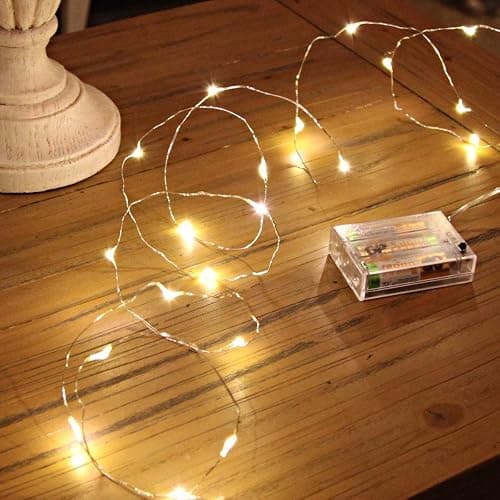 Ariceleo Led Fairy Lights Battery Operated, 2 Packs Mini Battery Powered Copper Wire Starry Fairy Lights for Bedroom, Christmas, Parties, Wedding, Centerpiece, Decoration (5m/16ft Warm White) - Image 1