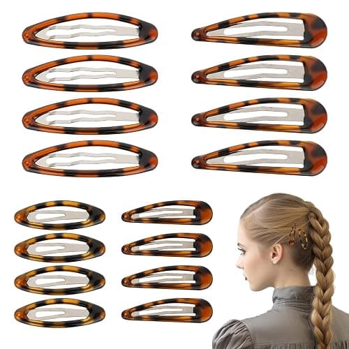 Giantree 16 Pcs Snap Hair Clips, 4 Size Classic Tortoise Metal Hair Clips for Women No Slip Hair Barrettes for Women Girls Various Fine and Thick Hair DIY Hairstyling Accessories - Image 1