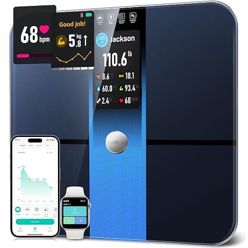 RunStar Scale for Body Weight, Precision Digital Bathroom Smart Scale with 3.5" TFT Color Large Display for BMI Muscle Mass Heart Rate, 22 Body Composition Analyzer Sync APP, 400lb - Image 1