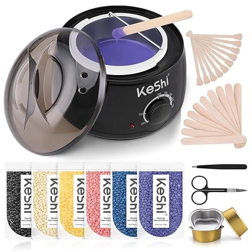 KeShi Waxing Kit, Painless Hair Removal Wax Warmer with 6 Bags Hard WaxBeans for Full Body, Legs, Face, Eyebrows & Bikini— Ideal for Both Women & Men - Image 1