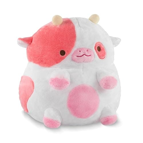 Heatable Strawberry Scented Cow Plush for Period Cramp Relief & Emotional Support, Microwavable Soft Toy Plushies, Coolable Stuffed Animal for Anxiety, Cute Heating Pad for Pain Relief - Image 1