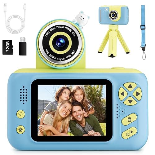 Makolle Camera for Kids, Toddler Volging Cameras Age 3-8 Christmas Birthday Gifts for Boys and Girls 3-12 Year Old Boys Digital Camcorder for Video Portable Kids Selfie Camera with 32GB SD Card Blue - Image 1