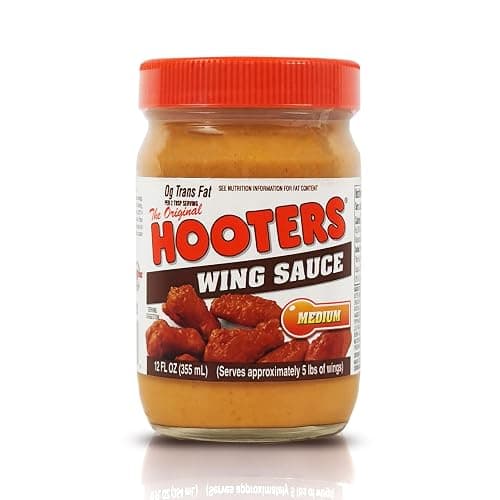 The Original Hooters Medium Wing Sauce - Ideal for Chicken Wings Dipping, Grilling, Seafood, Ribs, Spicy Hot Sauce, Balanced Restaurant Flavor with Butter - 12 fl oz - Image 1