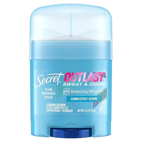 Secret Outlast Antiperspirant Deodorant for Women, 72hr Sweat & Odor Protection, PH Balancing Minerals, Invisible Solid, Completely Clean Scent, Travel Size, 0.5 oz - Image 1