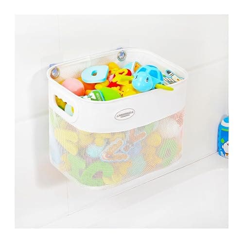 Ligereza Quick Scoop Baby Mesh Bath Toy Storage, 2x Capacity & Large Opening Bath Toy Organizer Baby Bath Gift Bathtub Toy Holder, Toy Storage For Toddlers (White) - Image 1