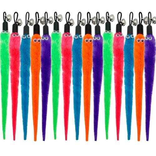 CATENESS Cat Worm Toy Refills, 15 Pieces Cat Wand Attachments Worms Toy for Indoor Cats - Image 1