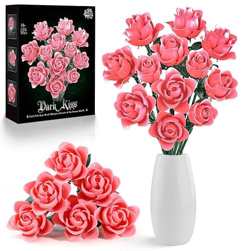 HAYXUN for Mom, 12 Pink Roses Building Blocks Bouquet Set (585 PCS), Botanical Building Set, Everlasting Floral Home Decor, Mother‘s Gift for Grandma, Wife, Women - Image 1