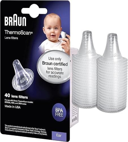 Braun ThermoScan Lens Filters for Ear Thermometer, Disposable Covers, Clear, 40 Count - Image 1