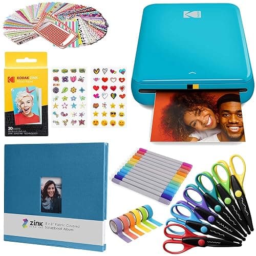 Kodak Step Wireless Photo Printer 2x3 inches Zink Paper Technology & Kodak App for iOS & Android (Blue) Scrapbook Bundle - Image 1