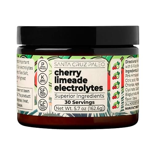 Santa Cruz Paleo Electrolyte Powder, Cherry Limeade, Sugar Free Hydration Drink Mix with Himalayan Pink Salt, Sea Salt, Magnesium Glycinate, Potassium Chloride, Sweetened with Stevia, 30 Servings - Image 1