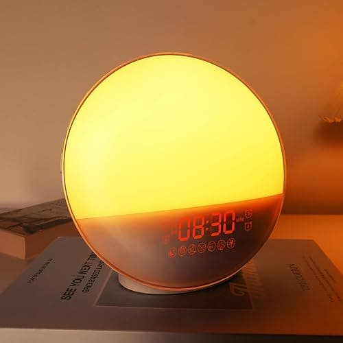 Sunrise Alarm Clock for Heavy Sleepers, Wake Up Light with Sunrise/Sunset Simulation, Dual Alarms & Natural Sounds, Snooze & Sleep Aid, FM Radio, 7 Colors Night Light for Bedroom, Ideal for Gift - Image 1