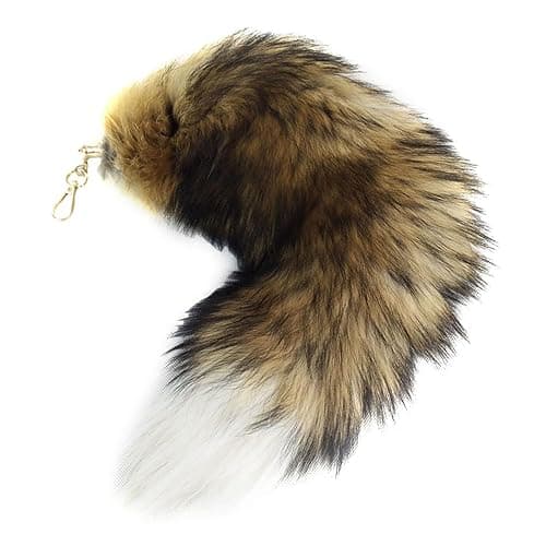Fluffy Fur Wolf Tail Keychain Black Red Purple Fox Tail Key Chain Cosplay Toy Costume Keyring for Women Girls - Image 1