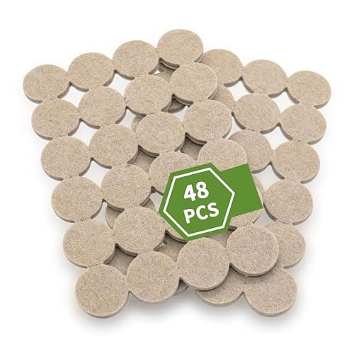 COVERCORNER Felt Furniture Pads for Hardwood Floors 48 PCS, Furniture Pads, Floor Protectors for Hardwood Floors, Felt Pads for Furniture, Round, Beige - Image 1