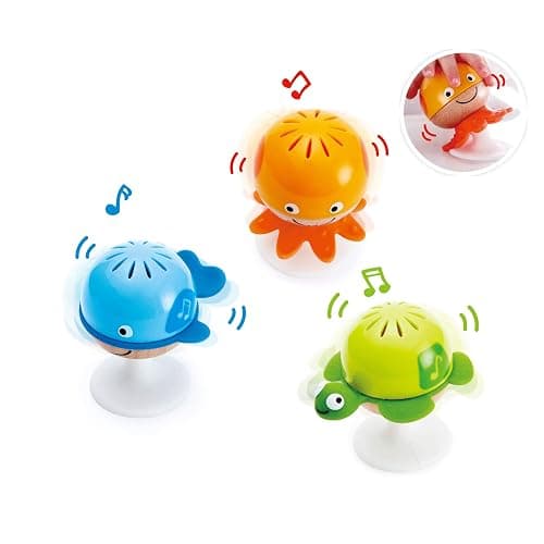Rattle Set, Hape “Stay-Put” 3 Sea Creatures with Individual Sounds, Teether Details and Suction Pads. 0+ Months - Image 1