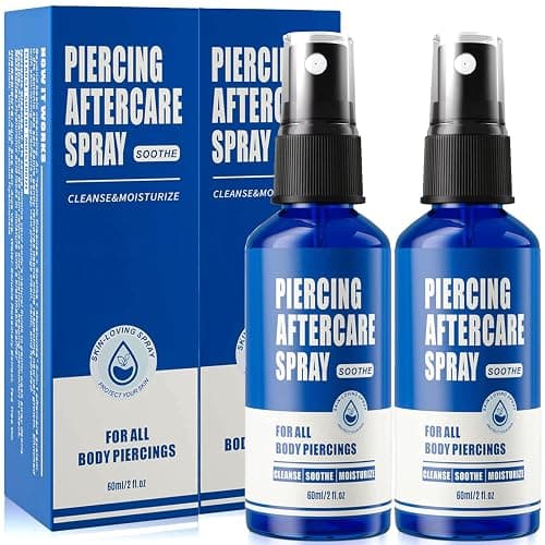 Usiriy Piercing Aftercare Spray 2oz, No-Sting Hydrating Saline Mist 2-Pack | Soothes ear, nose, lip, tongue, navel, aloe & tea tree calm redness & itch, hyaluronate prevents dryness, crusting, fine mist - Image 1