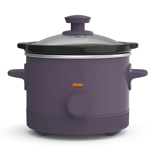 bella 1.5 Qt Slow Cooker with 3 Heat Manual Control, Ceramic Nonstick Coating, Dishwasher Safe Stoneware Pot and Tempered Glass Lid, Tangle Free Cord Wrap & Cool Touch Handles, Plum - Image 1